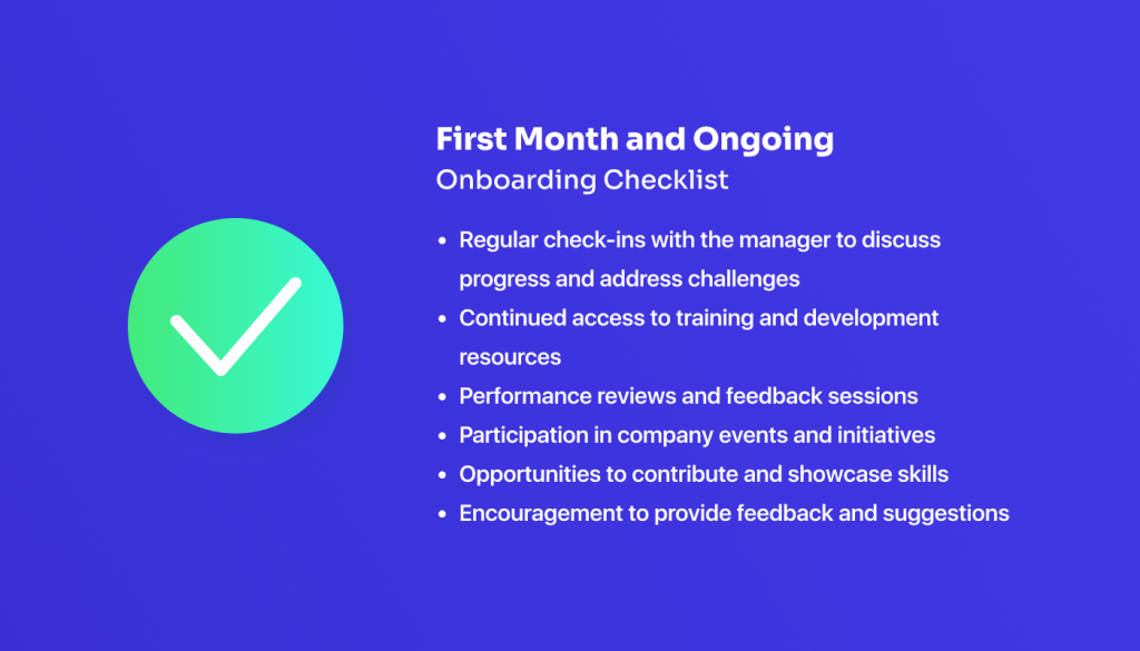 First Month and Ongoing Onboarding Checklist
