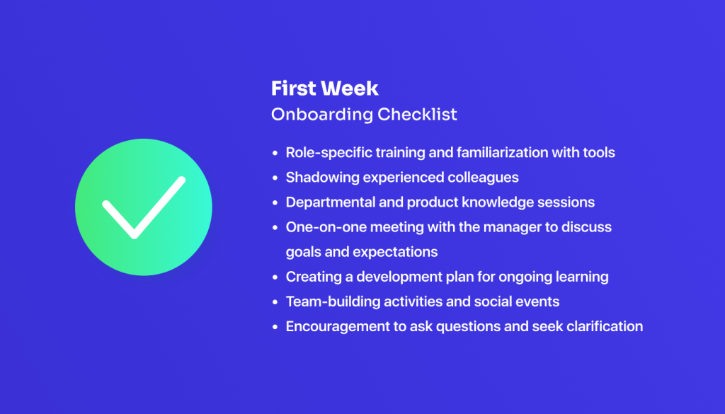 First week Employee Onboarding Checklist