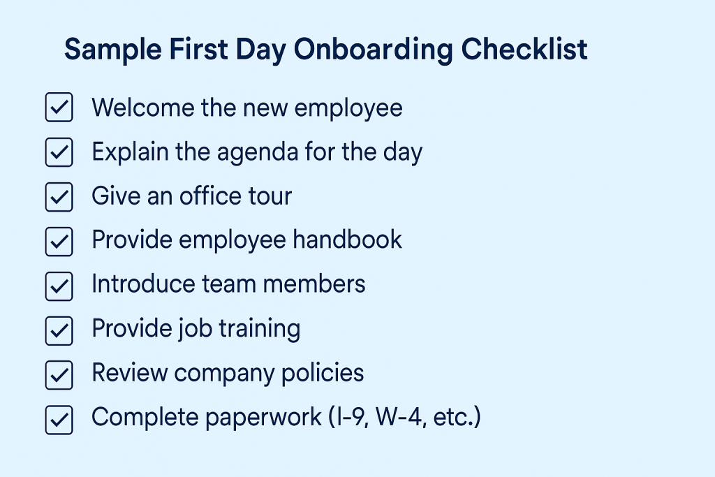 First Day Onboarding Checklist