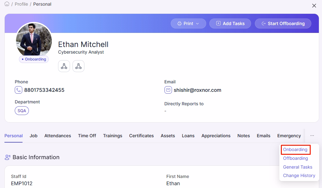 onboarding feature HR software