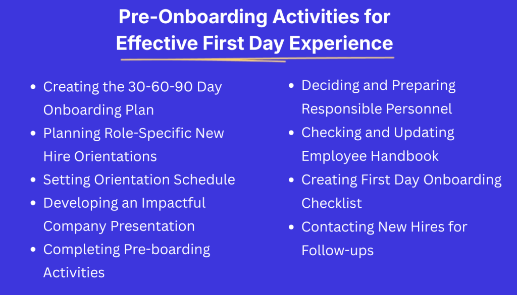 Pre-onboarding activities before employee first day